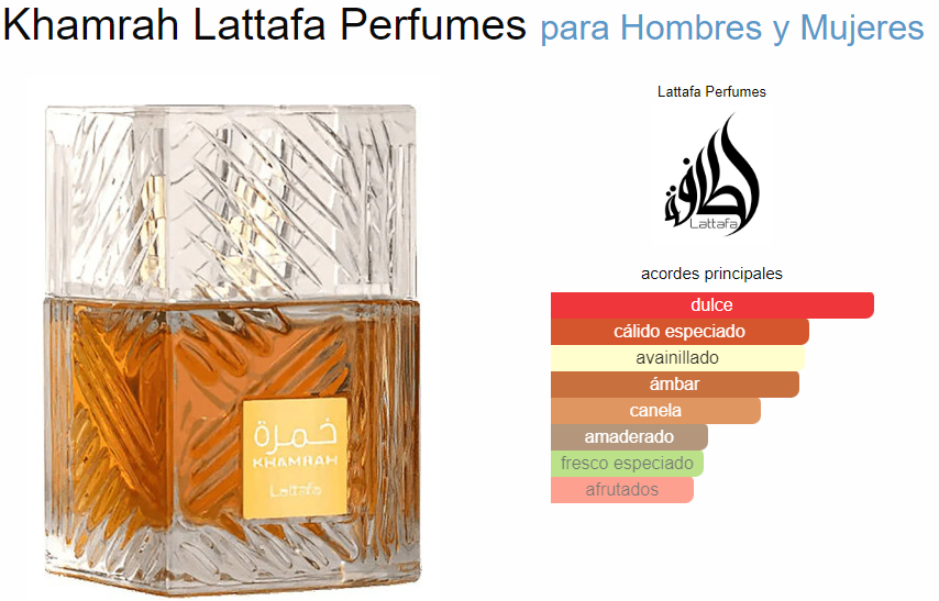 KHAMRAH LATTAFA 100ml + ESTUCHE DE LUJO + PERFUMERO